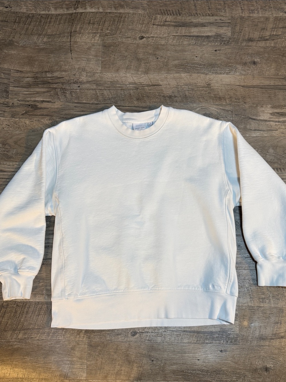 Aritzia Sweatfleece “Boyfriend Fit” White/Cream Crewneck Sweatshirt - Size M